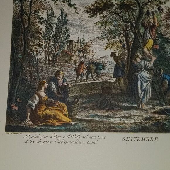 ‎Giuseppe Zocchi vintage lithograph print Settembre - Picture 6 of 8